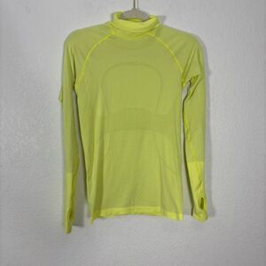 Lululemon Neon Yellow Turtleneck Swiftly Long Sleeve Top Women's 6
